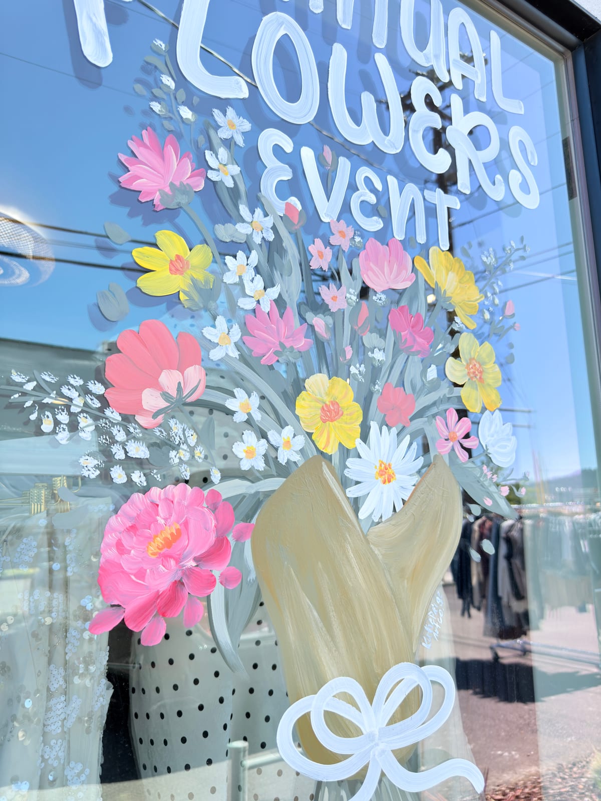 Bridal show floral window painting by Katie Paige Art Co
