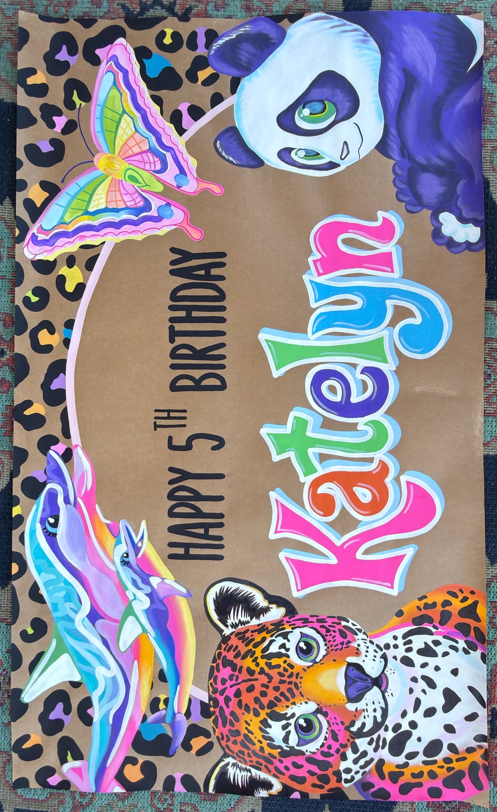 Custom 5th birthday banner by Katie Paige Art Co